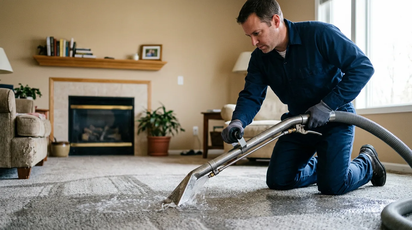 Water damage restoration technician working near Nashville, KS